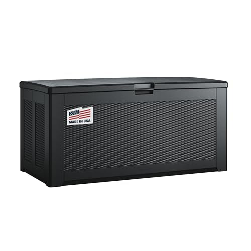 Rubbermaid Extra Large Resin Outdoor Storage Deck Box (134 Gal), Weather Resistant, Black, Deck Organization for Home/Backyard/Pool Chemicals/Toys/Garden Tools/Porch/Patio Cushions
