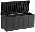 TARKARI 270 Gallon Resin Deck Box, Waterproof Outdoor Storage Box, Lockable for Patio Furniture, Garden Tools, Pool Accessories, UV-Resistant for All Weather Use, Black