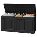 Greesum Outdoor Storage Box 82 Gallon Storage Bin with Lid for Patio Furniture, Garden Tools, Pool Supplies, Waterproof and UV Resistant, Lockable, Black
