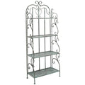 SAFAVIEH Outdoor - Tyrique Antique Dark Green Victorian Wrought Iron 4-Tier Shelf Unit, Metal Plant Stand Baker’s Rack, Decorative Patio Garden Storage, 24.8" W x 12.6" D x 65.8" H (PAT5033D)