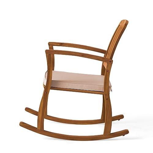 Christopher Knight Home Selma Acacia Rocking Chairs with Cushions, 2-Pcs Set, Teak Finish
