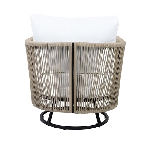 Christopher Knight Home Outdoor Swivel Rocking Chair Set of 2 with Cushion & Cross Base Side Table, Acacia Wood Patio Swivel Rocker Chair Set 360 Degree Porch Chairs for Backyard Balcony, Natural/Teak