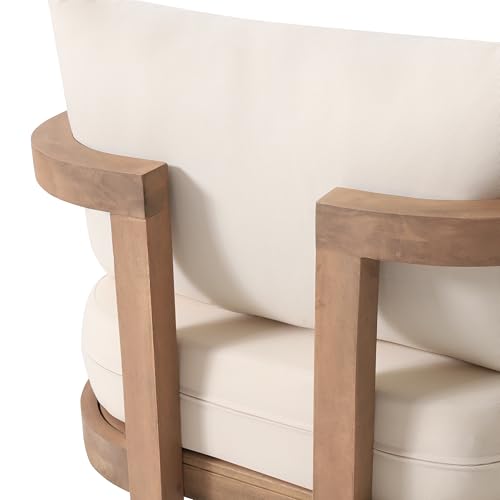Christopher Knight Home Orion Set of 2 Outdoor Acacia Wood Club Chair with Tub Shape and Slat Panel, Patio Armchair, Water-Repellent Thick Cushion Seating for Garden Backyard Balcony, Brown Wash+Beige