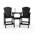 GLANC Tall Adirondack Chairs Set of 2, All Weather HDPE Bar Height Balcony Adirondack Chair with Removable Double Connecting Trays, Black Outdoor Adirondack Barstools for Deck Patio Yard Pool Lawn