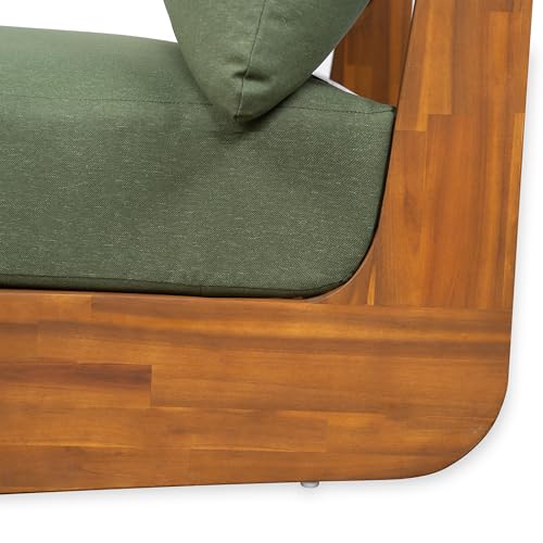 Christopher Knight Home Poppy Outdoor Club Chair with Water Resistant, Acacia Wood Lounge Chair Outdoor, Patio Low Profile Accent Chair, Comfy Reading Chair for Garden Backyard, Teak + Green