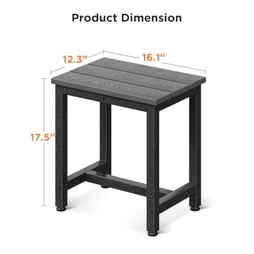 ODK Outdoor Side Tables Set of 2, Adirondack Patio End Table with Weather-Resistant Waterproof Top for Hot Tub Garden, Balcony, Poolside, 2PCS, Grey