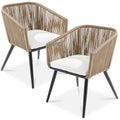 Best Choice Products Set of 2 Patio Dining Chairs, Outdoor Seating for Backyard, Poolside, Balcony w/Woven Wicker Design, 250lb Weight Capacity - Natural/Ivory