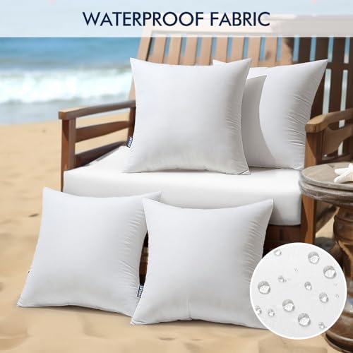 MIULEE Pack of 4 20x20 Inch Outdoor Pillow Inserts Waterproof Decorative Throw Pillow Insert, Square Lumbar Garden Pillow Form for Patio Sofa Couch