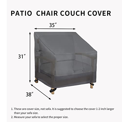 Easy-Going Outdoor Chair Cover Waterproof, Heavy Duty Patio Chair Cover, Windproof Outdoor Furniture Cover with Air Vent (2 Pack-35Wx38Dx31H inch, Gray/Dark Gray)