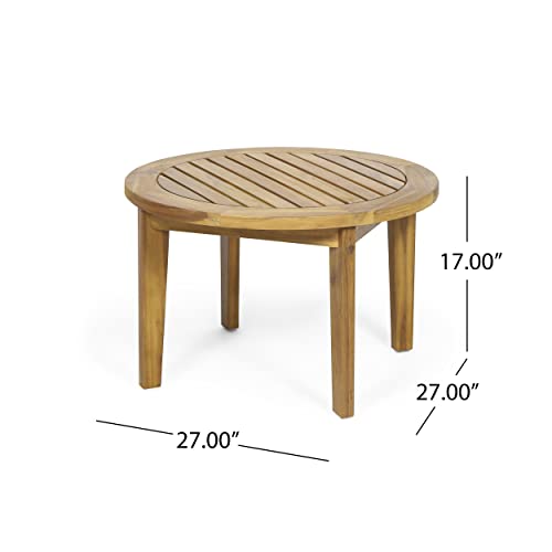 Solano Outdoor Circular Coffee Table - Acacia Wood - Teak