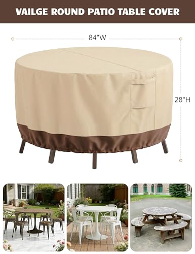 Patio Furniture Covers Waterproof, Outdoor Furniture Covers Waterproof Windproof with Padded Handles, Heavy Duty 600D Oxford Outdoor Table Chair Set Cover