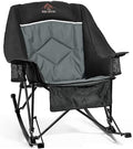 RED CREAT 400lbs Rocking Camping Chair, Oversized Heavy Duty XL Folding Rocker for Adults, Padded High Back Big & Tall Support, with Cup Holders & Carry Bag for RV, Lawn, Patio & Sports