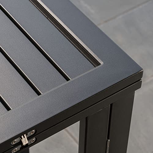 Hanover Conrad 31.5" x 46" Folding Outdoor Dining Table, Console Patio Table with Weather-Resistant Aluminum Frames, Modern Space-Saving Patio Furniture Table for Backyard, Deck, and Patio, Grey
