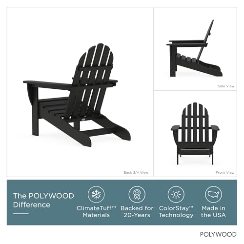 POLYWOOD AD4030BL Classic Outdoor Adirondack Chair, Black
