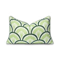 Hofdeco Premium Coastal Patio Indoor Outdoor Lumbar Pillow Cover Only, 12"x20" Water Repellent for Backyard, Couch, Green Print Tropical Ravenala Palm Tree