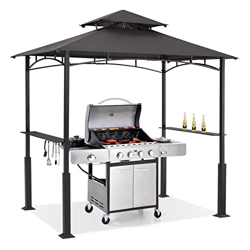 ABCCANOPY 8x5 Grill Gazebo - Outdoor BBQ Canopy Shelter with Led Light for Patio Backyard Grilling (Dark Grey)