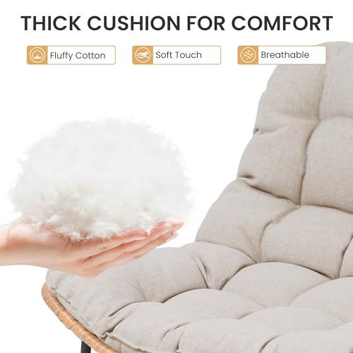 Crestlive Products Outdoor Loveseat, 2 Seater Outdoor Couch with Soft Cushion, All-Weather Boho Rattan Patio Furniture for Balcony, Poolside, Backyard, Porch (Beige)