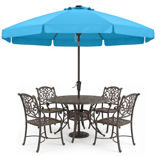 ABCCANOPY 9ft Scalloped Patio Umbrella, Outdoor Table Umbrella with Tilt and Crank, Fiberglass Ribs Deck Umbrella for Patio, Pool, Garden, Picnic (Turquoise)