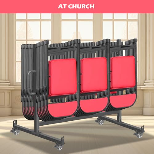 Folding Chair Rack & Cart – Heavy-Duty Folding Chair Storage Dolly with Lockable Wheels, Holds 42 Chairs or 12 Tables (550 lbs Capacity) – Includes Outdoor Weatherproof Cover and Bungee Cords