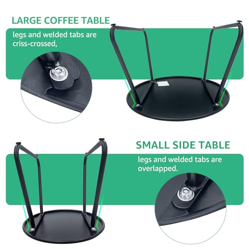 Meluvici Patio Outdoor Coffee Table Set of 2, Weather Resistant Steel Round End Tables, Outdoor Nesting Table for Patio, Balcony, Bistro and Indoor, Black (Black)