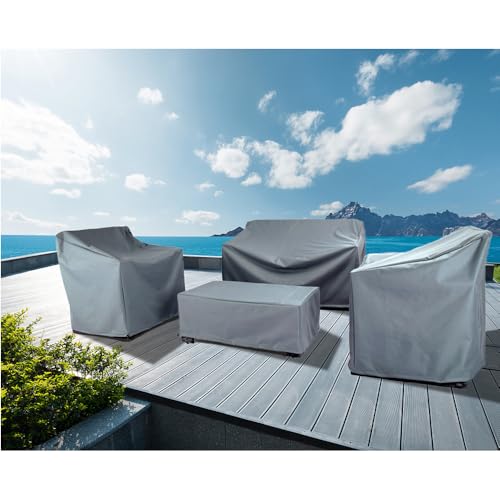 Baner Garden Patio Furniture Covers,Outdoor Furniture Cover Waterproof,Patio Furniture Set Covers for 4 Piece Outdoor Conversation Set,Patio Covers Set (Grey)