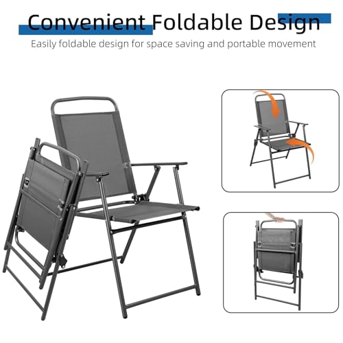 Shintenchi 6 Piece Outdoor Patio Furniture Set, Small Outdoor Patio Dining Table and Chairs Set, Outdoor Seating with Umbrella for Backyard, Balcony, Front Porch, Onyx