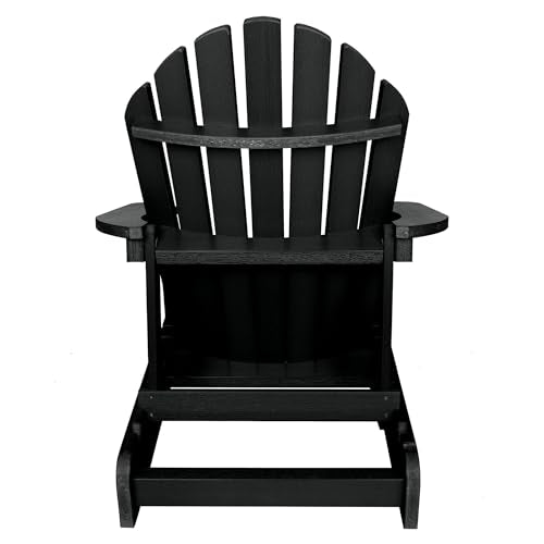highwood Hamilton Made in the USA Folding and Reclining Adirondack Chair, Adult Size, Black