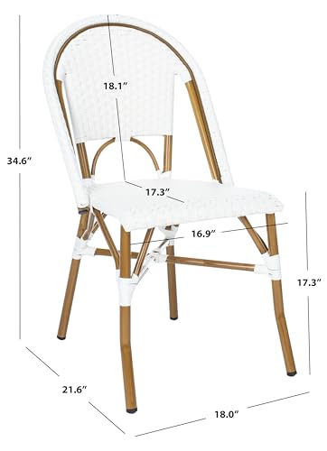 Safavieh Home Collection Hooper Indoor-Outdoor Stacking Side Chairs | Black & White | Set of 2