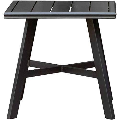 Hanover All-Weather Commercial-Grade Rustproof Aluminum 22" Square Slat-Top Side Table for Backyard, Porch, Deck, and Patio, Space Saving Outdoor Side Table Perfect for Small Outdoor Areas, Gunmetal