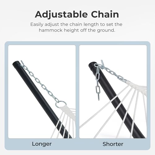 SUPERJARE 12ft Double Hammock with Stand, Rope Hammock for 2 Person, Detachable Hammock Bed and Pillow, Portable, Anti-Tip Safety Ropes, Carry Bag, Outdoor Backyard Patio Camping, Dark Cyan