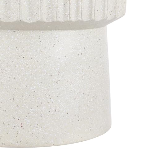JONATHAN Y Louisa 19" Fluted Outdoor Accent Table, All-Weather Cream Terrazzo Pedestal Garden Stool, Small Round Side Table for Patio, Porch, and Living Room TBL1102B