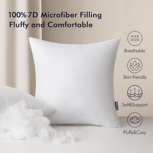 MIULEE Pack of 4 20x20 Inch Outdoor Pillow Inserts Waterproof Decorative Throw Pillow Insert, Square Lumbar Garden Pillow Form for Patio Sofa Couch