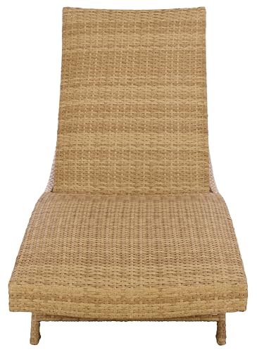SAFAVIEH Outdoor Patio Furniture Collection – Alex Natural & Taupe Quick Dry Foam Lounger, Adjustable Outdoor Chaise, Modern Curved Design (PAT7545A)