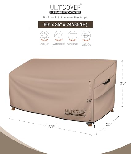 ULTCOVER Patio Furniture Sofa Cover 60W x 35D x 35H inch Waterproof Outdoor 2-Seater Loveseat Cover