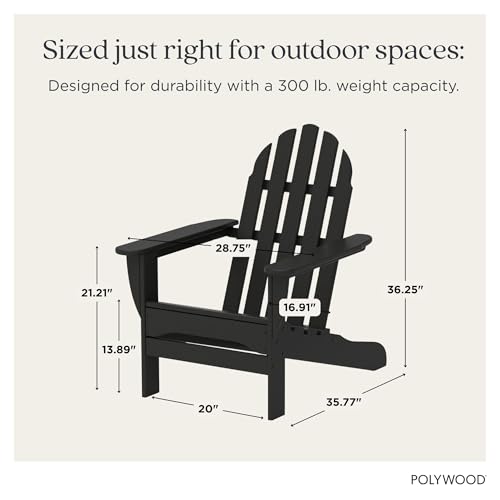 POLYWOOD AD4030BL Classic Outdoor Adirondack Chair, Black