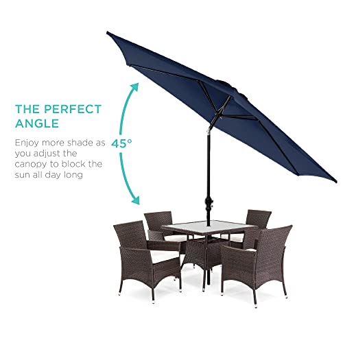 Best Choice Products 10ft Outdoor Patio Umbrella, Outdoor Table Umbrella, Yard Umbrella, Market Umbrella with 8 Sturdy Ribs, Push Button, Tilt and Crank - Navy Blue