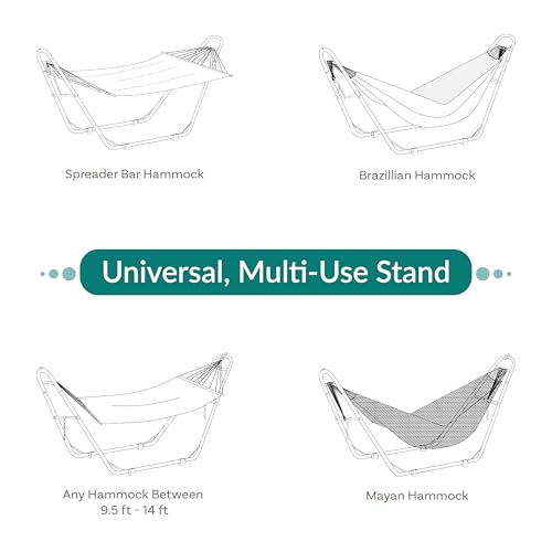 Sunnydaze Universal Double Hammock Stand Only - 550-Pound Capacity - Heavy-Duty Hammock Stand for Outside - Fits 9 to 14 Foot Hammocks - Black