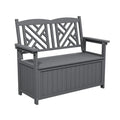 LLHHONGSHOPP 80 Gallon Outdoor Storage Bench Deck Box, Waterproof Weather Resistant Patio Bench with Armrests for Patio Garden and Porch, Large Capacity Storage Seat for Garden Tools, Cushions(Grey)