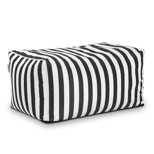 Jaxx Leon Outdoor Bean Bag Ottoman, Black & White Stripes