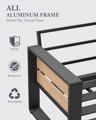 ZANDOR Aluminum Outdoor Patio Furniture-1 Pcs 3-Seat,Dark Gray