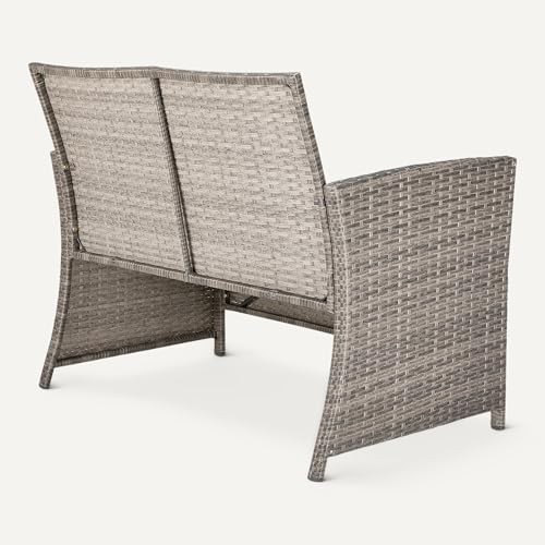 Amazon Basics Outdoor Patio Loveseat, 2-Seat Wicker Couch with Beige Cushions, Weather-Resistant