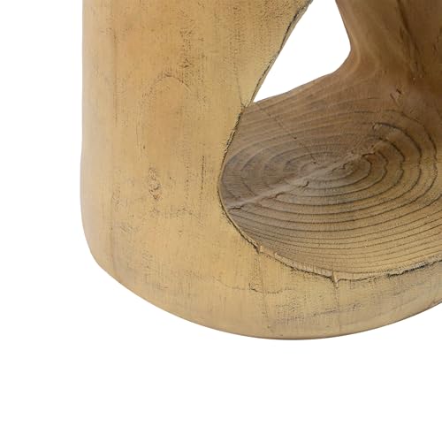 Christopher Knight Home Outdoor Side Table,Hollow Design End Table,Patio Garden Stool Table,Decorative Accent Table for Patio Balcony Beach Pool Side,Lightweight Concrete,Wood Like Texture,Natural