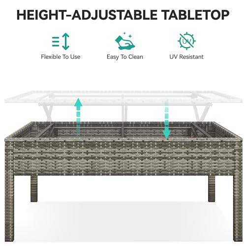 YITAHOME 9 Piece Patio Furniture Set, All-Weather Wicker Outdoor Sectional Sofa with Lift-Top Coffee Table & Ottoman, Patio Conversation Set for Deck, Backyard, Porch - Gray Gradient