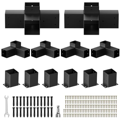 Pergola Kit, Heavy Duty Pergola Brackets for 4"x 4" (Actual 3.5" X 3.5") Lumber,DIY Rust-Proof Gazebo Hardware Kits with 3-Way & 4-Way Corner Bracket, Gazebo Brackets Kits for Patio Backyard Outdoor