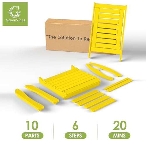 GREENVINES Outdoor Rocking Chairs | Set of 2 | Porch Rocker | HDPE Plastic | Yellow | Oversized Rockers | High Back | Big & Tall | Ladder Back | for Patio Outside Backyard Balcony Garden