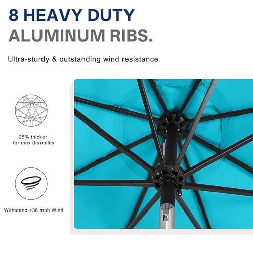 ABCCANOPY Durable Solar Led Patio Umbrellas with 32LED Lights 9FT (Turquoise)