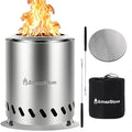 9.7 x 7.1 Inch Tabletop Fire Pit by AmazStove, Low Smoke Camping Stove for Outdoor Safe Burning Firepits, Fueled Pellets or Wood, Travel Bag Included (Silver, 9.7 x 7.1 INCH)