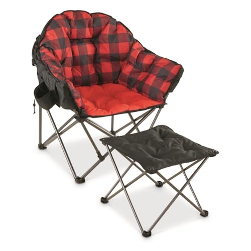 Guide Gear Camping Chair Foot Stool, Folding, Collapsible, Portable Footrest Black