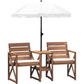 Hanover 33.5" x 27.5" Wood Outdoor Conversation Set with Two Seats, Table, and Umbrella
