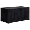 Greesum 120 Gallon Deck Box, Resin Outdoor Storage Container for Patio Furniture, Garden Tools, Pool Accessories, Weatherproof, Lockable, Black